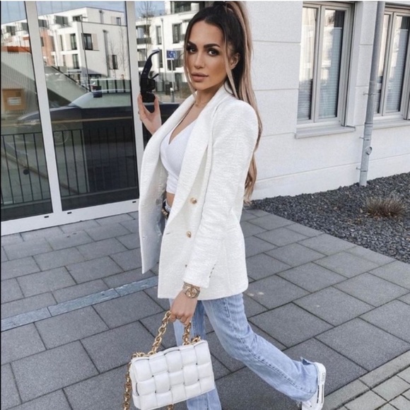 ZARA buttoned textured weave blazer - Picture 10 of 14